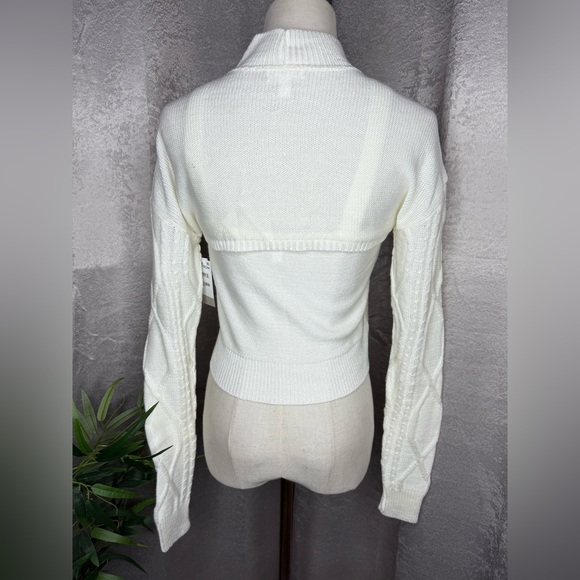 NWT BP. Nordstrom Cowl Neck Cable Knit Crop Sweater Set Ivory Sz Small - Picture 8 of 13